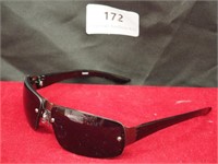 Men's Sports Sunglasses Dark Pewter Frame with Bla