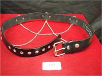 Black Dress Belt With Crosses and Chains 34-36