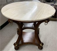 Round Accent Table with Limestone Top