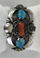 Coin Silver Native American Style Cuff Bracelet