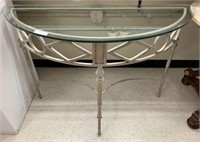 Wrought Iron Demilune Beveled Glass Top Table