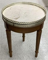 Accent Table with Marble Top & Metal Railing