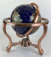 Lapis Gemstone Globe with Compass in Base
