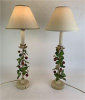 Pair of Steel Strawberry Vine Lamps with Shades