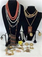 Selection of Costume Jewelry - Necklaces, Pins