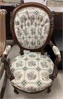 Victorian Parlor Chair with Upholstered Seat &