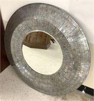 Beveled Mirror with Mirrored Tile Metal Frame