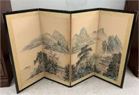 4-Panel Screen with Hand Painted Scene 3' X 5'