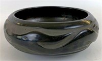 Black-On-Black Ceramic Bowl