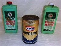 Texaco oil cans.