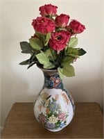 Asian Inspired Vase with Flowers