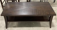 (L) Wood Living Room Table W/ Shelf. 48” x 18” x