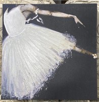 (L) Canvas Art of Ballerina. 18” x 18”