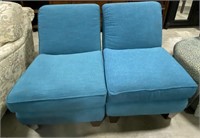 (L) Blue Fabricated Lounge Chairs. *Bidding Per