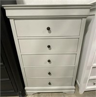 (L) Modern Style 5 Drawer Wood Dresser. 31” x 4