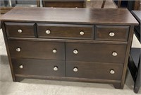 (L) Dark Wood Modern Style Dresser. 56” x 34” x