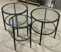 (L) Circular Glass End Tables. * Bidding Per