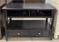 (L) Black Console Stand With Storage. 46” x 34” x