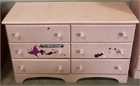 (H) Pink 6 Drawer Kids Dresser. 48” x 31” x 16”