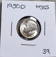 1950D Roosevelt Dime MS65