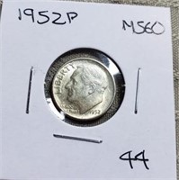 1952P Roosevelt Dime MS60