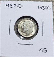 1952D Roosevelt Dime MS60