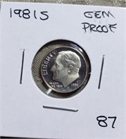 1981S  Roosevelt Dime Gem Proof