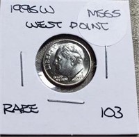 1996 West Point  Roosevelt Dime MS65 Mintage of