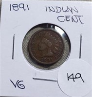 1891  Indian Head Cent VG