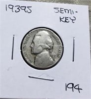 1939S Jefferson Nickel Semi Key