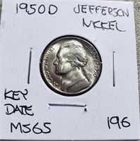 1950D Jefferson Nickel  Key Date of Set MS65