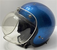 Vintage Metal Flake Motorcycle Race Helmet w/