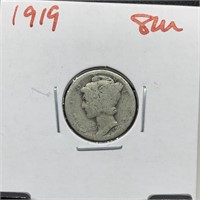 1919 MERCURY SILVER DIME