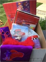 Box of red hat lady items, some new