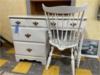 White Painted desk w/4 drawers & chair