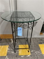 Black metal table w/glass top