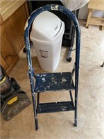 Blue Metal Step stool & garbage can