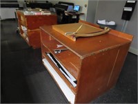 (3) Custom Mfg Storage Cabinets/Layout Tables