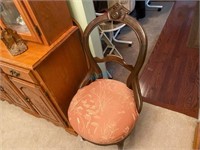 Antique Hoop Back Chair w/ Pink Upholstered Seat