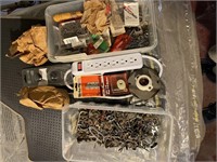 Nails, soldering gun, electrical supplies