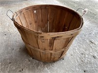 Bushel basket & 2 wood crates
