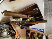 Garden tools, grease gun,  more