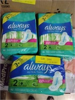 3 Packages of Always Ultra Thin Pads 42 pads per p