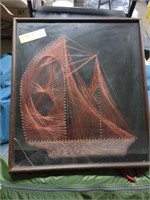 Vintage Copper Wire String/Nail Art of Sail Boat F