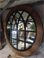 30" Round Wall Mirror with Wood Frame