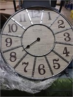 27" Round Farm House Style Wall Clock Untested