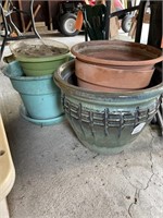 Large Ceramic Pot,  lots of other pots, stool