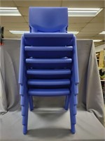 Set of 6 Child Size Blue Chairs with Metal Table L