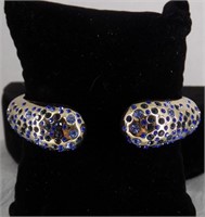 Silver Hing Bracelet w/ Blue Crystals