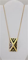14" Gold Chain w/ Black and Gold Pendent